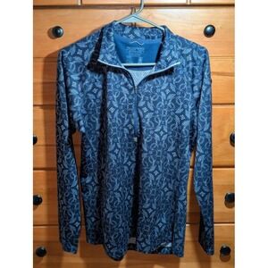 Patagonia Capilene 1/4 Zip Pullover Women's XL Blue Print Layer Hiking Ski
